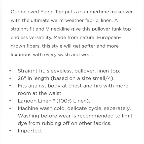 Lilly Pulitzer Florin Sleeveless Linen - Amalfi Blue by the Seashore Tank EUC - Picture 6 of 6